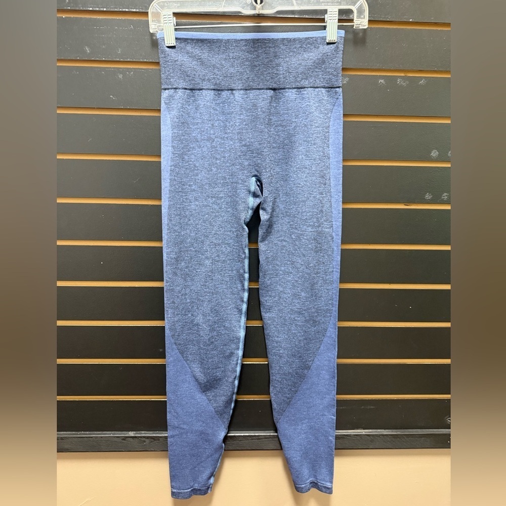 VS Pink Womens s Seamless Leggings Two Tone Blue Mid Rise Fitness  Athleisure